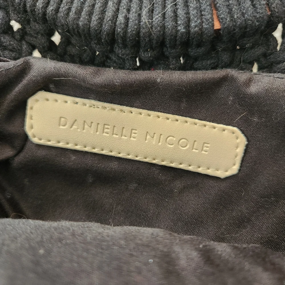 Danielle Nicole Macrame Crochet‎ Crossbody Bag Black With Wood Handles